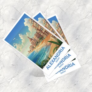 Cartolina di viaggio di Alessandria d'Egitto, Skyline dell'Egitto, cartolina d'Egitto, cartolina di viaggio di Alessandria, viaggio in Africa, cartolina di viaggio / T2AF_EGAL1_P immagine 4