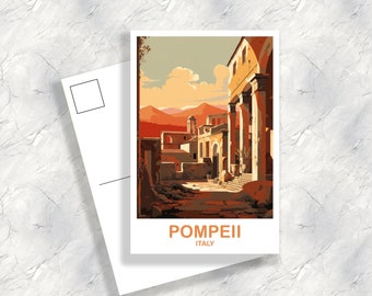 Carte postale de voyage en Italie à Pompéi, oeuvre d'art de voyage à Pompéi, carte postale d'Italie, oeuvre d'art de carte postale de voyage de Pompéi, oeuvre d'art de carte postale de voyage en Italie | T2EU_ITPO1_P