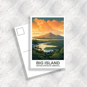 Big Island Hawaii Travel Postcard Art, Hawaii Travel Postcard, USA Travel Postcard, Hawaii Travel Postcard, Big Island | T2NA_HABI1_P