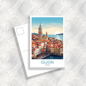 Gijón Spain Travel Postcard Art, Spain Travel Postcard Gijón Postcard Gijón Travel Postcard Europe Travel Postcard | T2EU_SPGI1_P