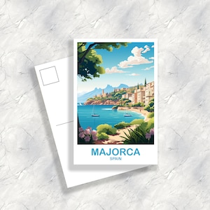 Carte postale de voyage en Espagne à Majorque, Carte postale de voyage en Espagne, Carte postale de Majorque, Carte postale d'art de voyage en Espagne, Carte postale de voyage | T2EU_SPMAJ1_P