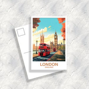 Art de carte postale de voyage de Londres, Art de voyage de Londres, Carte postale dAngleterre, Art de carte postale de voyage de Big Ben, Art de voyage dAngleterre T2EU_ENLO2_P image 1