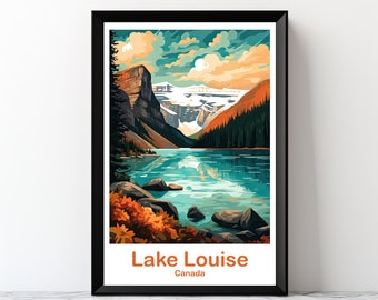 Art mural de voyage imprimable de Lake Louise, art mural numérique de l’Alberta, affiche de Lake Louise, art de voyage Banff, art mural de voyage au Canada | DT2NA_ABLL2