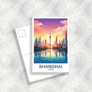 Shanghai China Travel Postcard, Shanghai Postcard, Travel Card, Travel Postcard, Asia Travel Postcard, Asia Travel Art | T2AS_CHSH1_P