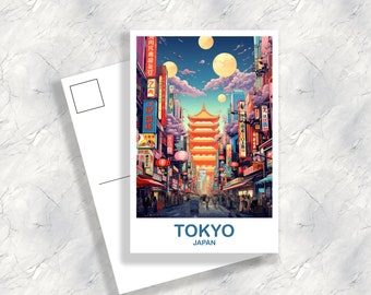 Tokyo Travel Art Postcard, Tokyo Skyline, Japan Wall Art Postcard, City Skyline Postcard, Vibrant Sunset, Travel Postcard | T2AS_JATO2_P