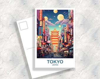 Tokyo Travel Art Postcard, Tokyo Skyline, Japan Wall Art Postcard, City Skyline Postcard, Vibrant Sunset, Travel Postcard | T2AS_JATO2_P