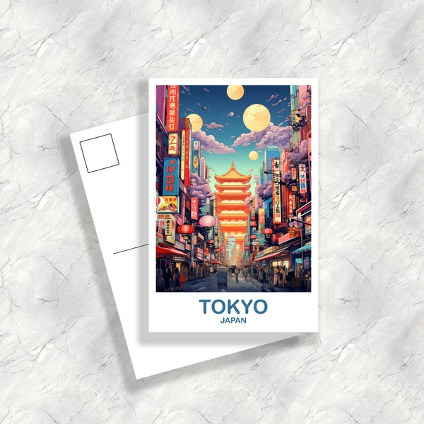 Tokyo Travel Art Postcard, Tokyo Skyline, Japan Wall Art Postcard, City Skyline Postcard, Vibrant Sunset, Travel Postcard | T2AS_JATO2_P