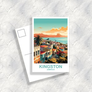 Cartolina di viaggio Kingston Giamaica, cartolina Kingston, cartolina Giamaica, arte cartolina di viaggio, arte di viaggio Kingston, arte Jamica / T2NA_JAKI1_P