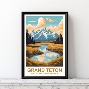 Grand Teton National Park Reise-Druck, Reise-Wandkunst, Nationalpark-Wandkunst, druckbare Grand Teton Nationalpark-Kunst | DT2NA_WYGT1