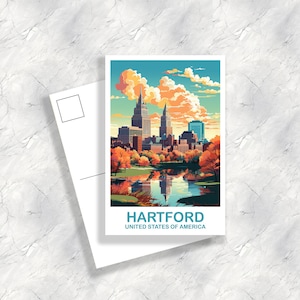 Carte postale de voyage Hartford Connecticut, carte postale de voyage en Californie, impression d'art Napa Valley, carte postale nature, carte postale de voyage | T2NA_CONHA1_P