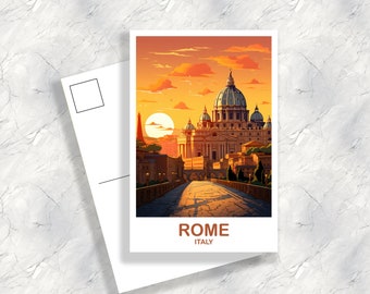 Carte postale de voyage de Rome Italie, carte postale de voyage de Rome, carte postale d’Italie, art de voyage de Rome, carte postale de voyage d’Italie | T2EU_ITRO1_P