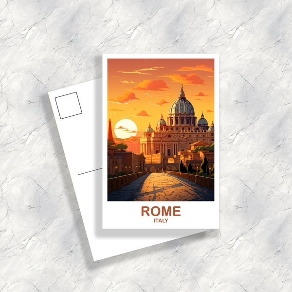 Rome Italy Travel Postcard, Rome Travel Postcard, Italy Postcard, Rome Travel Art, Italy Travel Postcard | T2EU_ITRO1_P