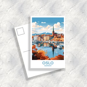 Carte postale de voyage Oslo Norvège, Carte postale Oslo, Carte postale Norvège, Art Oslo Norvège, Carte postale de voyage, Carte postale Europe | T2EU_NOOS1_P