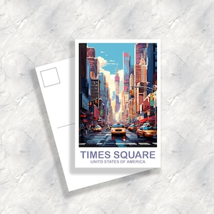 Carte postale de voyage Times Square, carte postale Times Square, carte postale de New York, carte postale Big Apple, carte postale des taxis de New York | T2NA_NYNY3_P