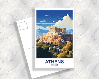 Athens Greece Travel Postcard Art, Athens Travel, Athens Postcard, Greece Travel Postcard, Europe Travel Postcard | T2EU_GRAT1_P