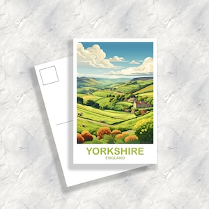 Arte de postal de viaje de Yorkshire, arte de viaje de Yorkshire, postal de Inglaterra, postal de viaje de Yorkshire Inglaterra, arte de viaje de Inglaterra / T2EU_ENYO1_P