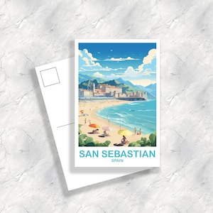 San Sebastián Spain Travel Postcard Art, Spain Travel Postcard San Sebastián Postcard Travel Postcard Europe Postcard | T2EU_SPSS11_P