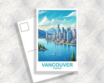 Vancouver BC Travel Postcard, British Columbia Art Postcard , Vancover Travel Postcard, Travel Art, Vancouver Travel Art | T2NA_BCVA5_P