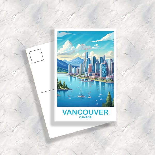 Vancouver BC Travel Postcard, British Columbia Art Postcard , Vancover Travel Postcard, Travel Art, Vancouver Travel Art | T2NA_BCVA5_P