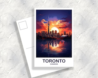 Carte postale de voyage de Toronto Ontario, carte postale de voyage de l’Ontario, carte postale de Toronto, art mural de l’horizon de la ville, carte postale du coucher du soleil de Toronto | T2NA_ONTO1_P