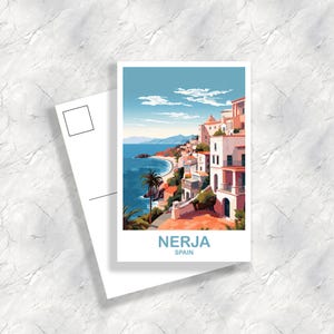 Nerja Spain Travel Postcard Art, Spain Travel Postcard, Nerja Art Postcard, Spain Travel Art Postcard, Europe Postcard | T2EU_SPNE1_P