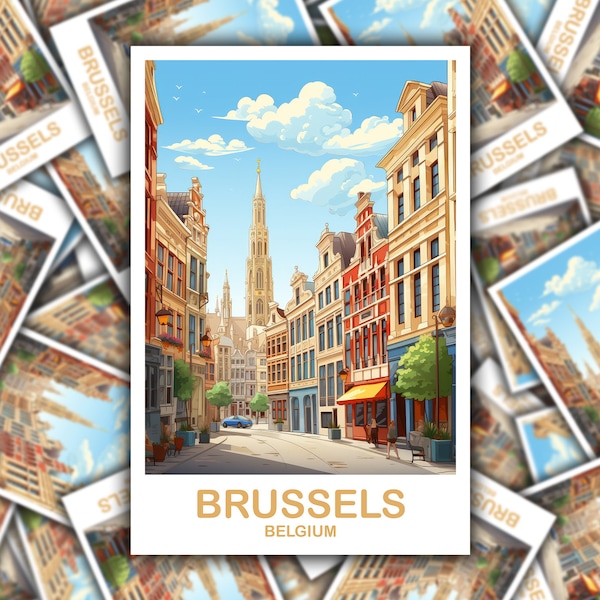 Bruksela Naklejka Podróży Sztuka, Belgia Naklejka Podróży, Bruksela Naklejka Sztuka, Belgia Naklejka Podróży, Europa Naklejka Podróży | T2EU_BEBR1_S