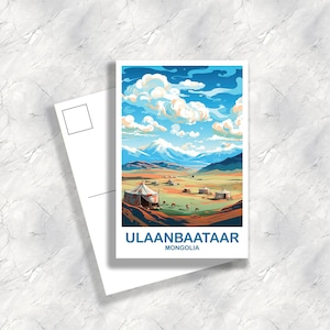 Ulaanbaataar Mongolië reizen ansichtkaart kunst, Mongolië ansichtkaart, stad ansichtkaarten, Aziatische ansichtkaart, reis ansichtkaart cadeau | T2AS_MOUL1_P