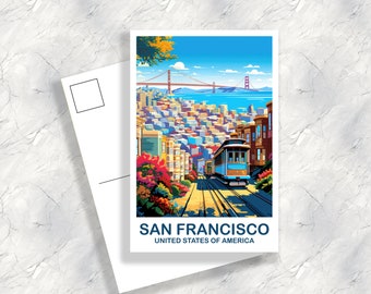 San Francisco Travel Postcard, California Travel Postcard, San Francisco Postcard, City Skyline Postcard, California Postcard | T2NA_CASF1_P