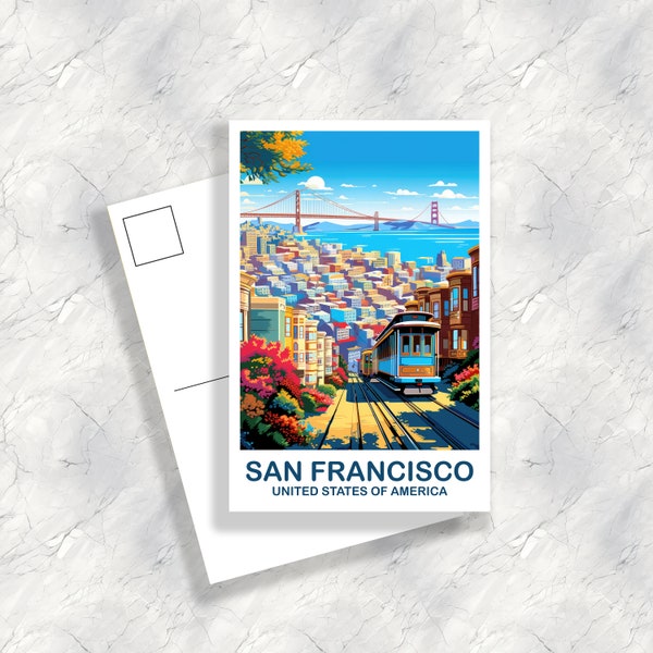 San Francisco Reise Postkarte, Kalifornien Reise Postkarte, San Francisco Postkarte, Stadt Skyline Postkarte, Kalifornien Postkarte | T2NA_CASF1_P