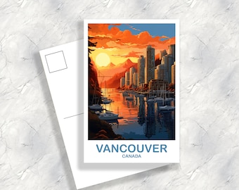 Vancouver BC Travel Postcard, British Columbia Art Postcard , Vancover Travel Postcard, Travel Art, Vancouver Travel Art | T2NA_BCVA3_P