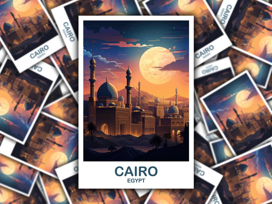Cairo Travel Sticker Art, Egypt Skyline, Cairo Egypt Sticker Art, City ...