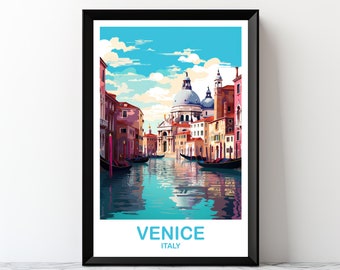 Arte mural de Venecia, póster imprimible de Venecia, arte mural de Italia, arte mural digital de viajes, póster de viajes / DT2EU_ITVE1