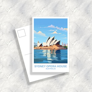 Arte de postal de viaje de la Ópera de Sídney, Arte de viaje de Australia, Postal de arte de Sídney, Arte de la pared del horizonte de la ciudad, Nueva Gales del Sur / T2AU_NSWSY3_P