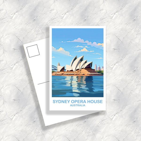 Sydney Opera House Travel Postcard Art, Australia Travel Art, Sydney Art Postcard, City Skyline Wall Art, New South Wales | T2AU_NSWSY3_P