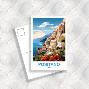 Postal de viaje de Positano, Italia, Postal de viaje de Positano, Postal de Italia, Arte de viaje de Positano, Postal de viaje de Italia / T2EU_ITPOS1_P