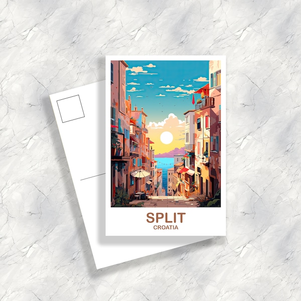 Split Croatia Travel Postcard, Split Travel Art, Croatia Postcard, Split Travel Wall Art, Croatia Travel Art, Travel Postcard | T2EU_CRSP2_P