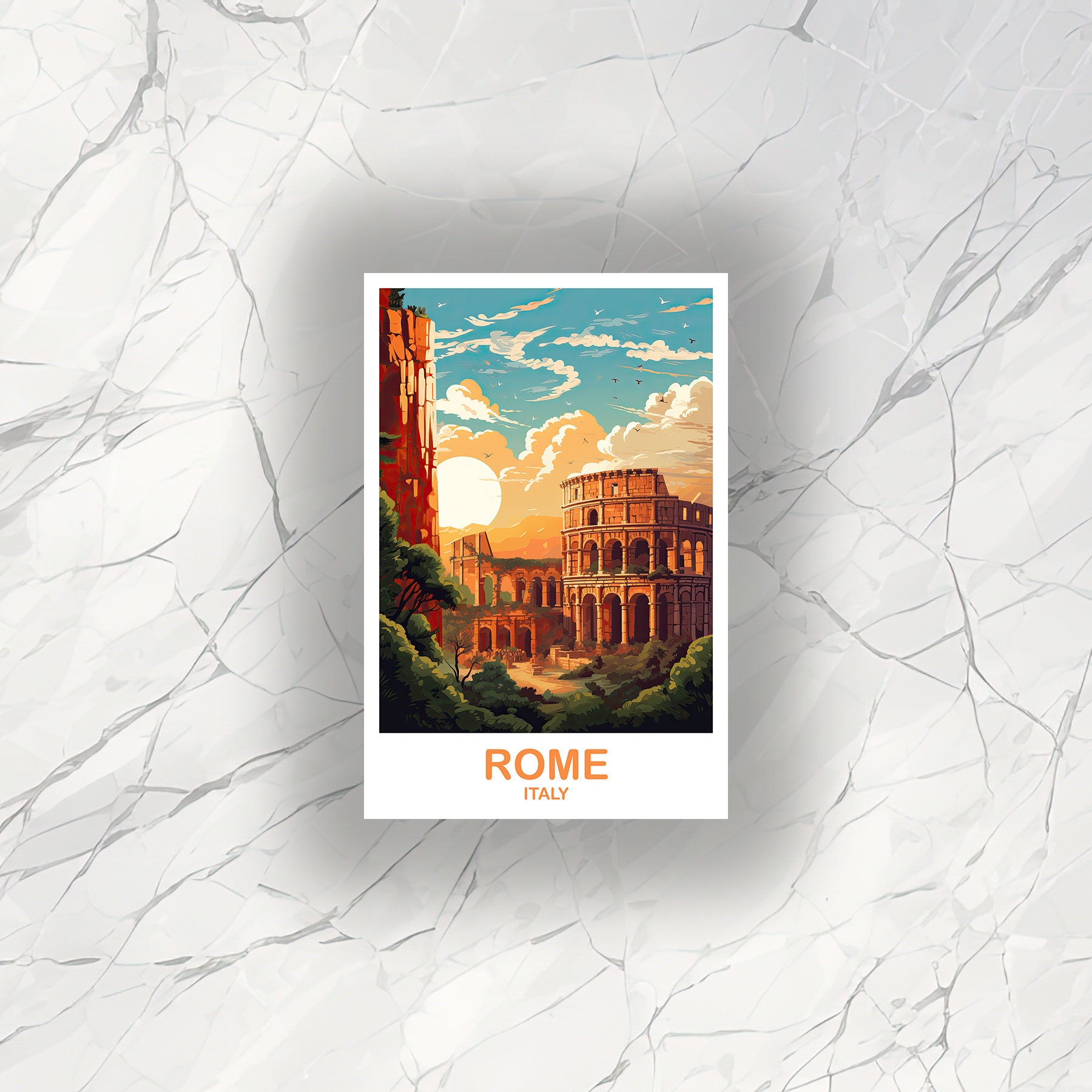 Rome Italy Travel Sticker, Rome Travel Art Sticker, Italy Travel ...