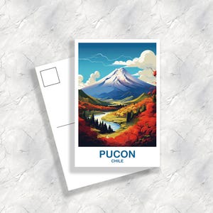 Pucon Chile Travel Postcard, Pucon Travel Art Chile Travel Postcard Travel Postcard Art South America Travel Postcard | T2SA_CHPU1_P