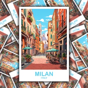 Milan Italy Travel Sticker, Milan Travel Art, Italy Poster, Milan Travel Sticker Art, Italy Travel Sticker Art | T2EU_ITMI2_S