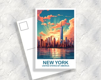 New York Travel Postcard, Manhattan Skyline Postcard, Big Apple Postcard, Bright and Vibrant Postcard, Travel Postcard | T2NA_NYNY1_P