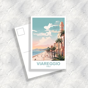 Viareggio Italy Travel Postcard, Viareggio Travel Postcard, Italy Postcard, Viareggio Travel Art, Italy Travel Postcard | T2EU_ITVI1_P