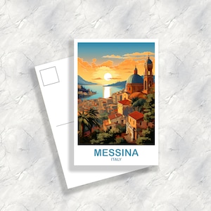 Carte postale de voyage en Italie à Messine, oeuvre d'art de voyage à Milan, carte postale d'Italie, oeuvre d'art de carte postale de voyage à Messine, oeuvre d'art de carte postale de voyage en Italie | T2EU_ITME1_P