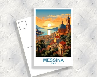Carte postale de voyage en Italie à Messine, oeuvre d'art de voyage à Milan, carte postale d'Italie, oeuvre d'art de carte postale de voyage à Messine, oeuvre d'art de carte postale de voyage en Italie | T2EU_ITME1_P