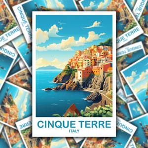 Cinque Terre Travel Sticker, Cinque Terre Travel Art, Italy Sticker, Cinque Terre, Travel Sticker, Italy Travel Sticker | T2EU_ITCT1_S