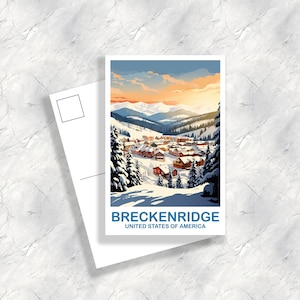 Breckenridge Colorado Travel Postcard Art, Colorado Travel Postcard, Breckenridge USA Travel Postcard, Travel Postcard | T2NA_COBR2_P
