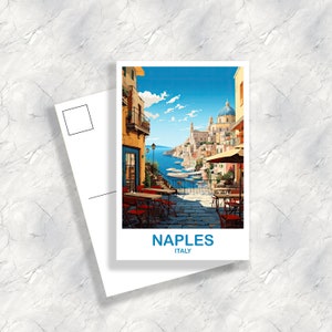 Naples Italy Travel Postcard, Naples Travel Art, Italy Poster, Naples Travel Postcard Art, Italy Travel Postcard Art | T2EU_ITNA2_P