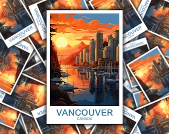 Reseklistermärken i Vancouver, British Columbia, klistermärkeskonst, reseklistermärken i Vancouver, resekonst, resekonst i Vancouver | T2NA_BCVA3_S