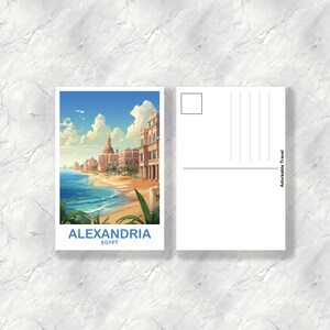 Cartolina di viaggio di Alessandria d'Egitto, Skyline dell'Egitto, cartolina d'Egitto, cartolina di viaggio di Alessandria, viaggio in Africa, cartolina di viaggio / T2AF_EGAL1_P immagine 2