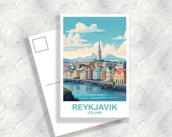 Reykjavik Iceland Travel Postcard, Reykjavik Postcard Art, Iceland PostcardArt, Reykjavik Travel Postcard, Travel Postcard | T2EU_ICRE1_P