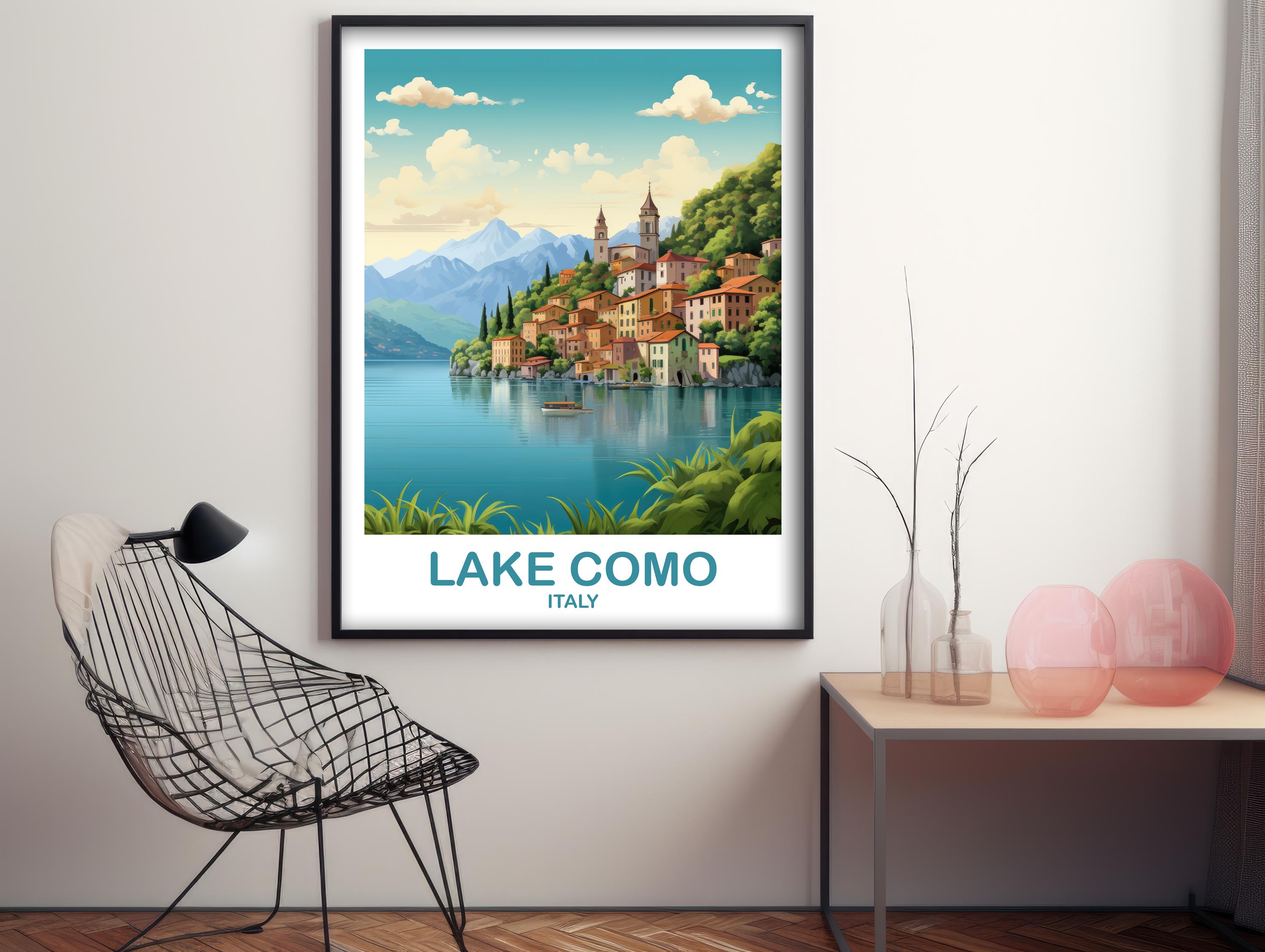 lake como italy travel poster art print (digital... Lake Como Italy Travel Art Poster, Lake Como Travel Art Italy Poster ...